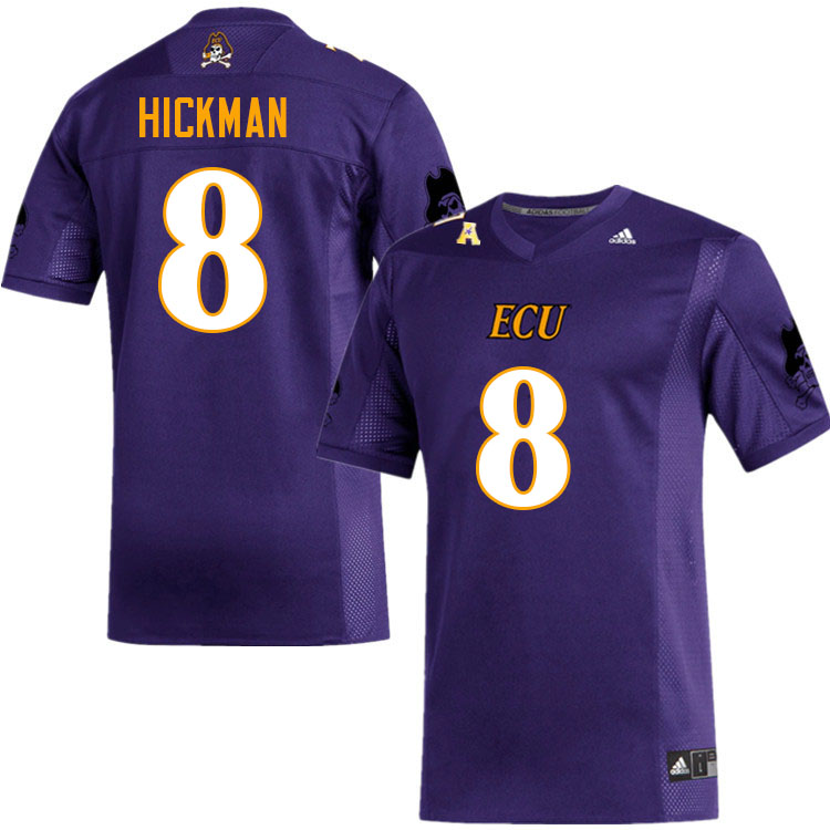 Men #8 Immanuel Hickman ECU Pirates College Football Jerseys Sale-Purple